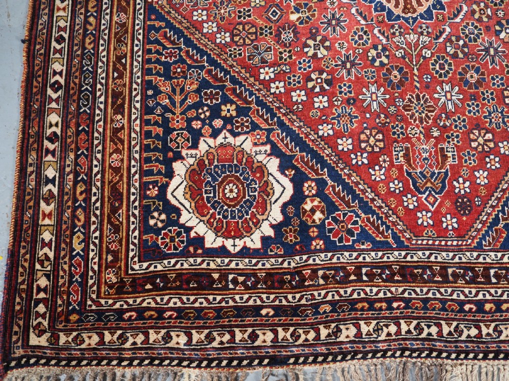 ANTIQUE SILK WEFTED TRIBAL QASHQAI RUG, OUTSTANDING EXAMPLE, CIRCA 1890. View X