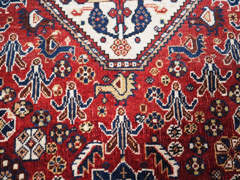 ANTIQUE SILK WEFTED TRIBAL QASHQAI RUG, OUTSTANDING EXAMPLE, CIRCA 1890. View XI