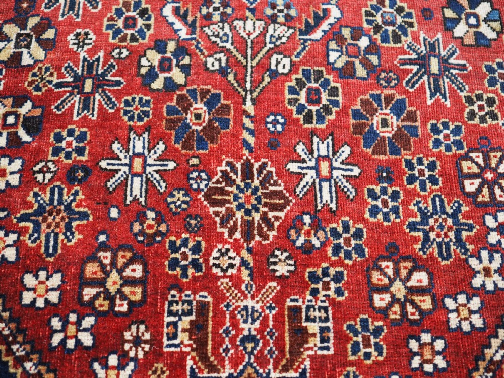 ANTIQUE SILK WEFTED TRIBAL QASHQAI RUG, OUTSTANDING EXAMPLE, CIRCA 1890. View XIV