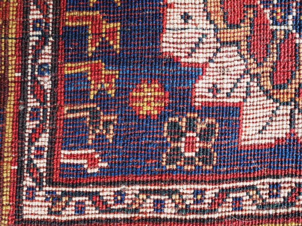 ANTIQUE SILK WEFTED TRIBAL QASHQAI RUG, OUTSTANDING EXAMPLE, CIRCA 1890. View XVI