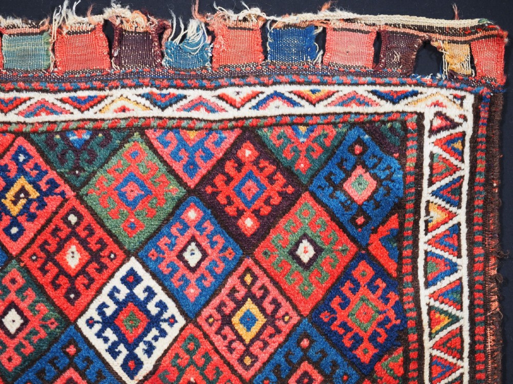 ANTIQUE JAF KURD SADDLE BAG FACE, DIAMOND LATTICE DESIGN, CIRCA 1890. View III