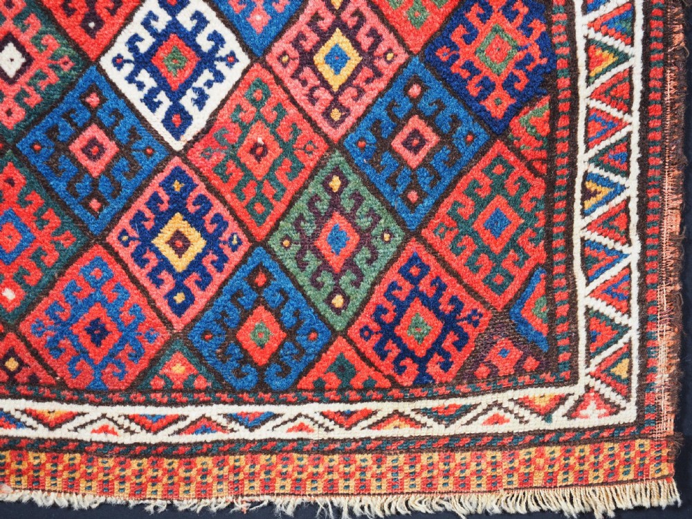 ANTIQUE JAF KURD SADDLE BAG FACE, DIAMOND LATTICE DESIGN, CIRCA 1890. View IV