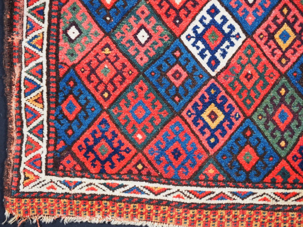 ANTIQUE JAF KURD SADDLE BAG FACE, DIAMOND LATTICE DESIGN, CIRCA 1890. View VI