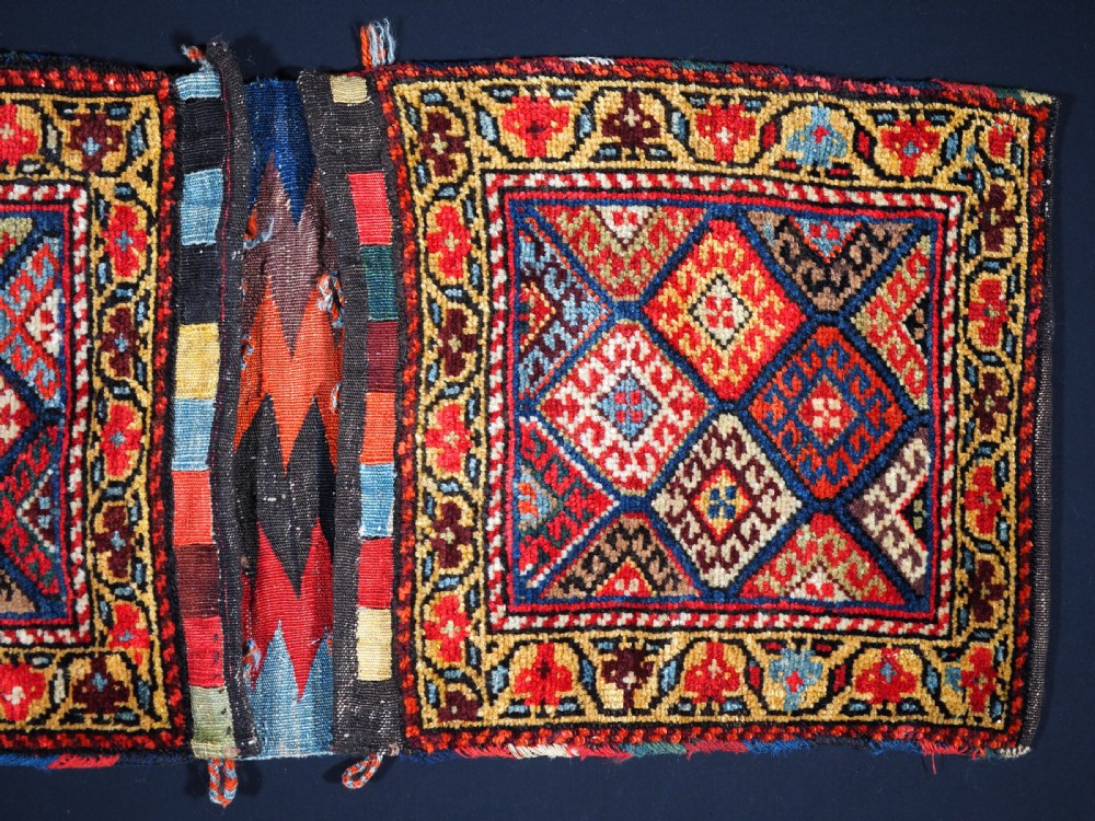 ANTIQUE KURDISH KHORJIN SADDLE BAG, OUTSTANDING ORIGINAL CONDITION, CIRCA 1900. View II