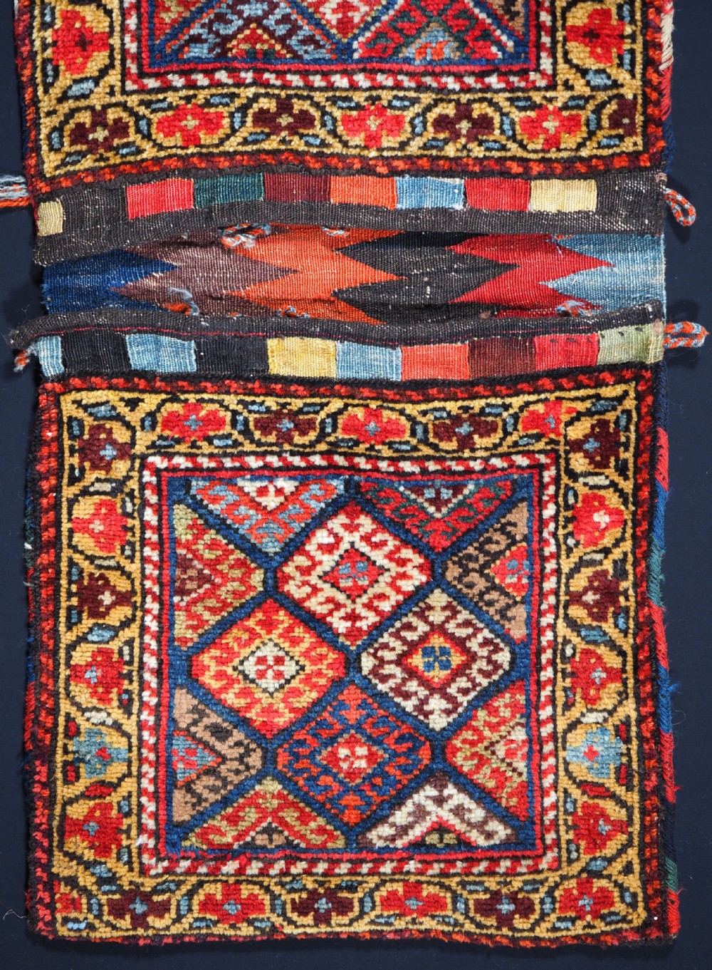 ANTIQUE KURDISH KHORJIN SADDLE BAG, OUTSTANDING ORIGINAL CONDITION, CIRCA 1900. View III
