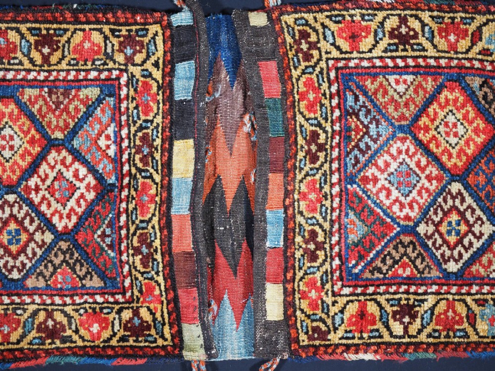 ANTIQUE KURDISH KHORJIN SADDLE BAG, OUTSTANDING ORIGINAL CONDITION, CIRCA 1900. View IV