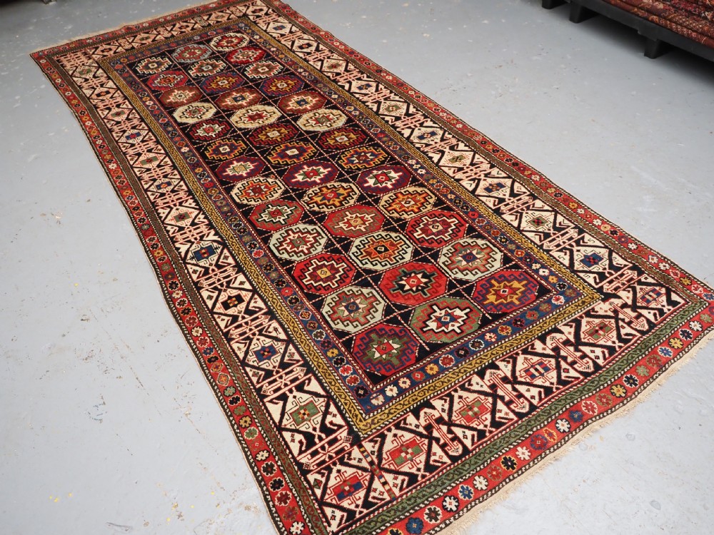 ANTIQUE CAUCASIAN SHIRVAN LONG RUG, DATED 1855, SUPERB COLOUR AND CONDITION. View II