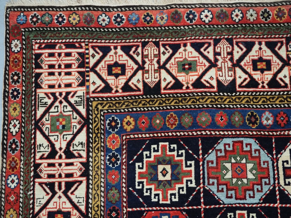 ANTIQUE CAUCASIAN SHIRVAN LONG RUG, DATED 1855, SUPERB COLOUR AND CONDITION. View VI