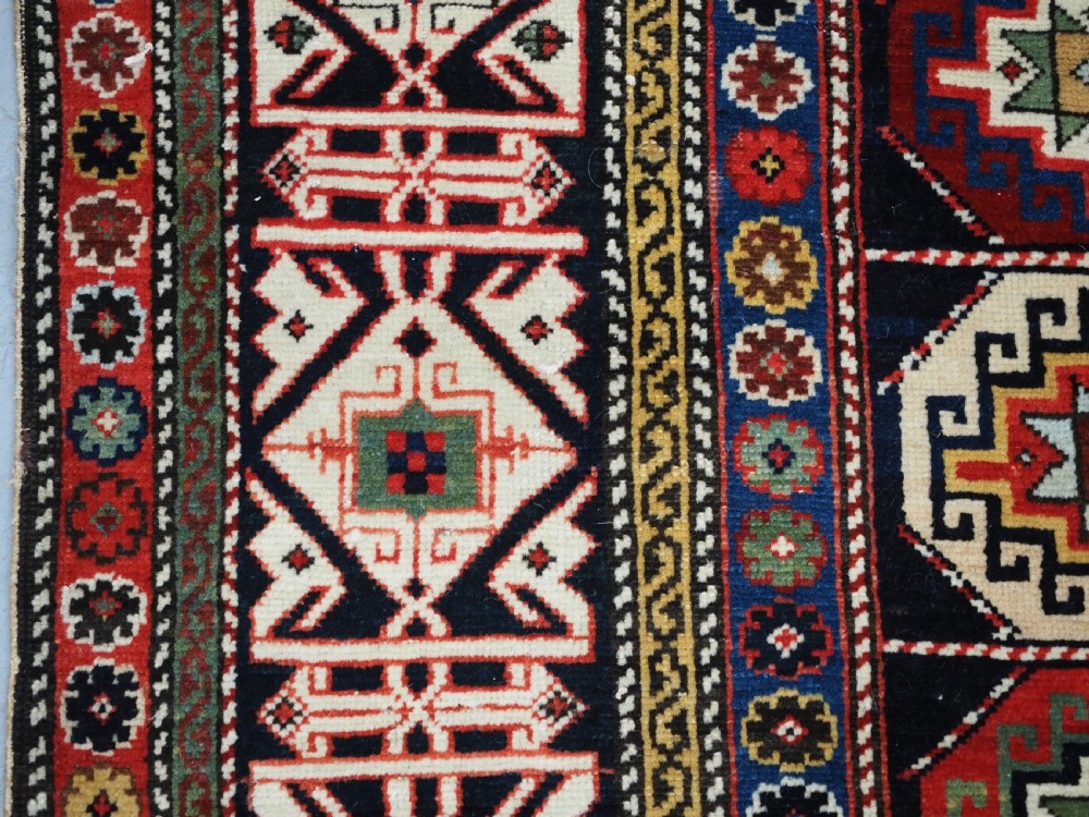 ANTIQUE CAUCASIAN SHIRVAN LONG RUG, DATED 1855, SUPERB COLOUR AND CONDITION. View VII