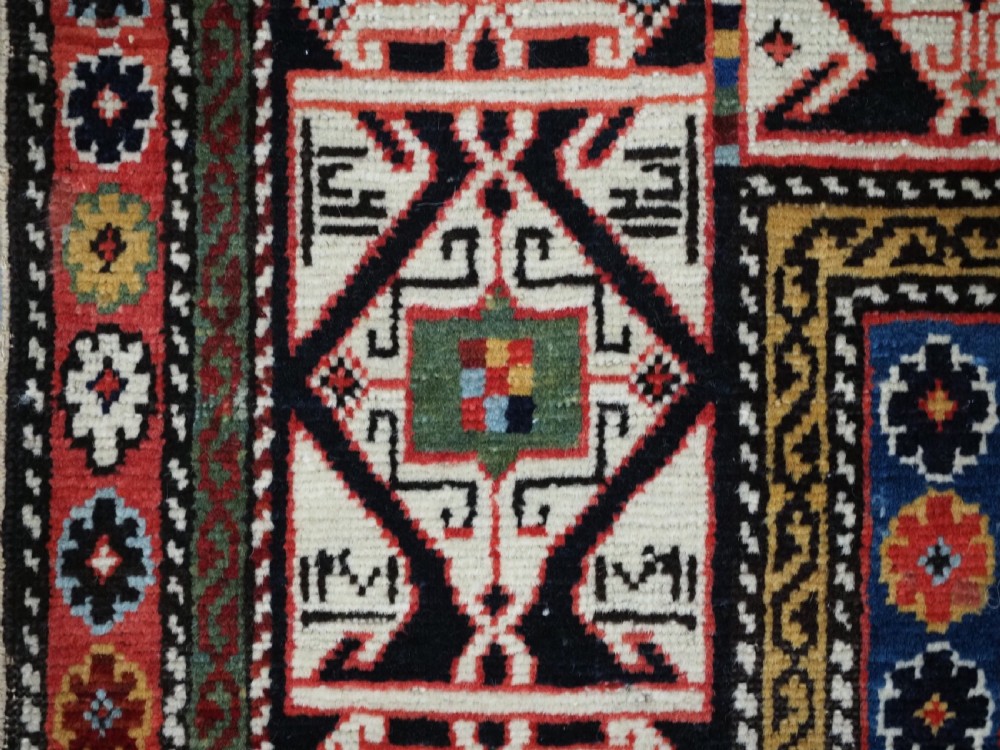 ANTIQUE CAUCASIAN SHIRVAN LONG RUG, DATED 1855, SUPERB COLOUR AND CONDITION. View VIII