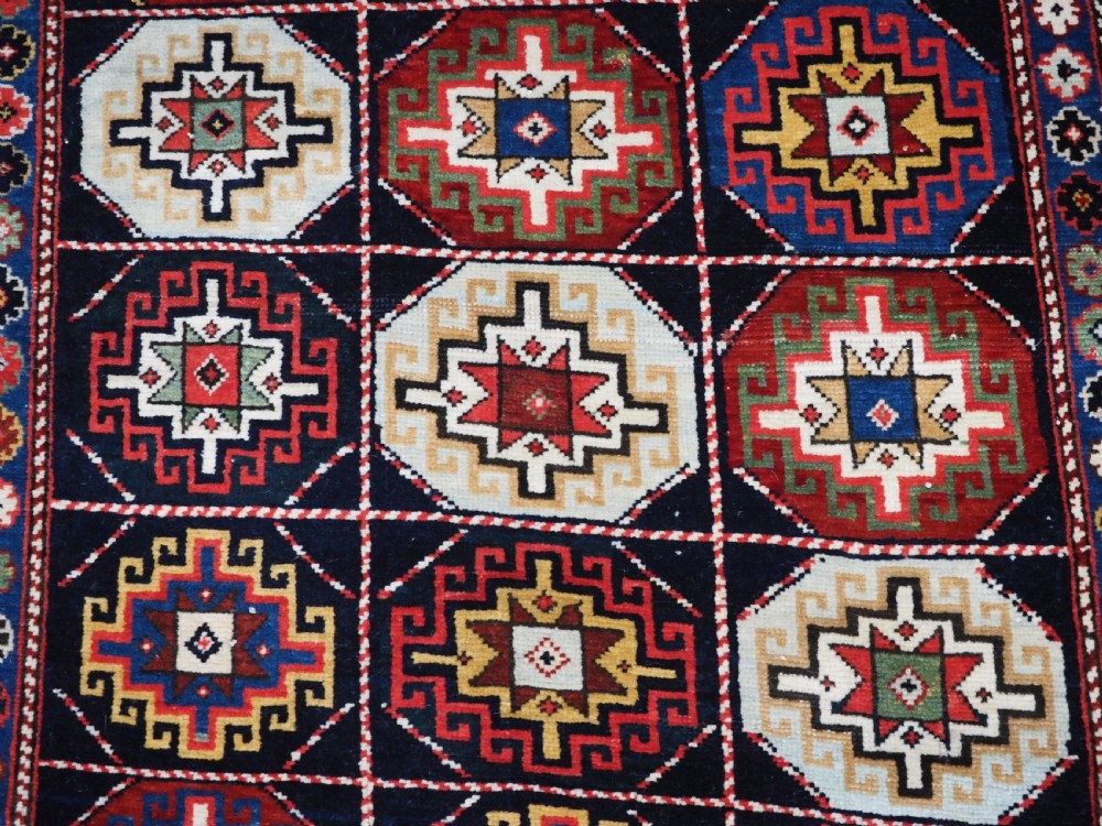 ANTIQUE CAUCASIAN SHIRVAN LONG RUG, DATED 1855, SUPERB COLOUR AND CONDITION. View X