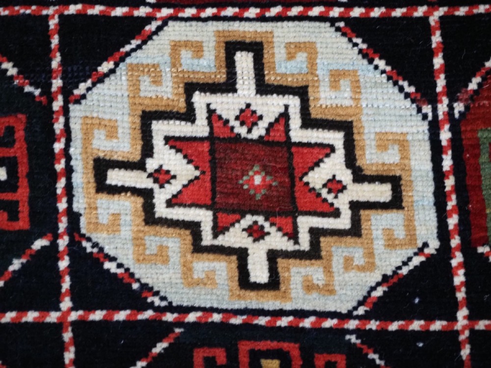 ANTIQUE CAUCASIAN SHIRVAN LONG RUG, DATED 1855, SUPERB COLOUR AND CONDITION. View XII