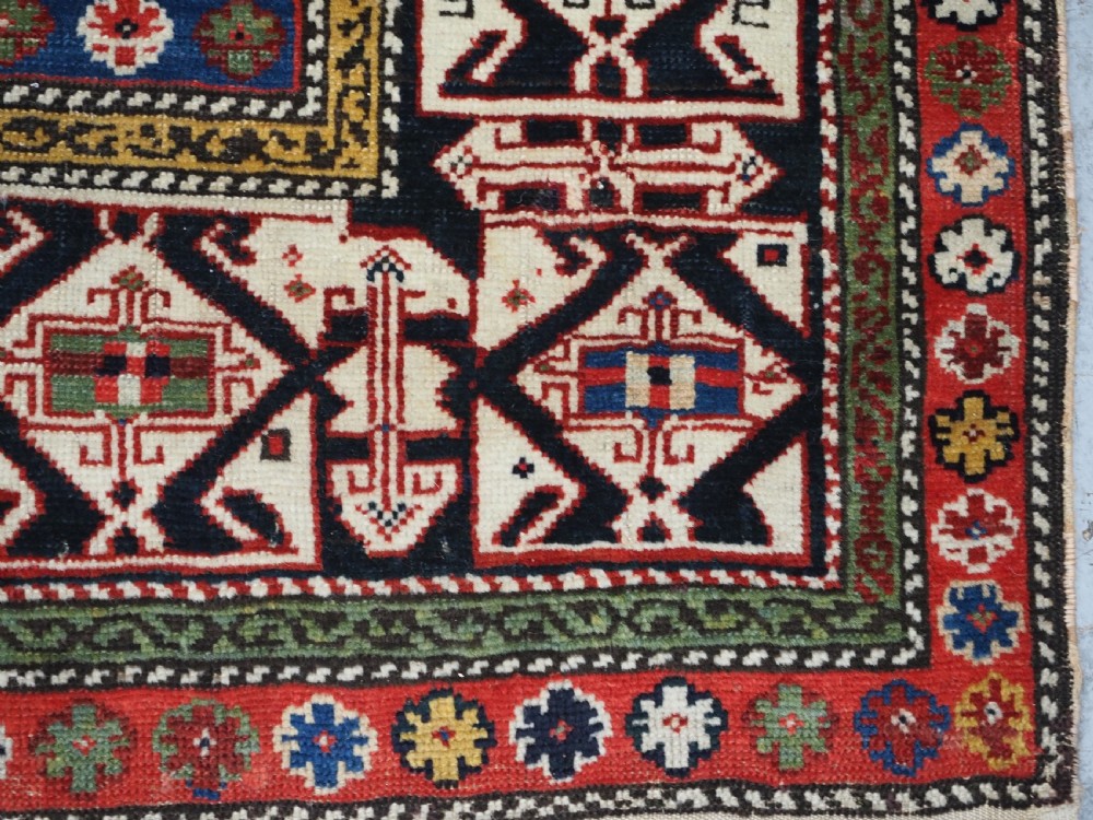 ANTIQUE CAUCASIAN SHIRVAN LONG RUG, DATED 1855, SUPERB COLOUR AND CONDITION. View XVI
