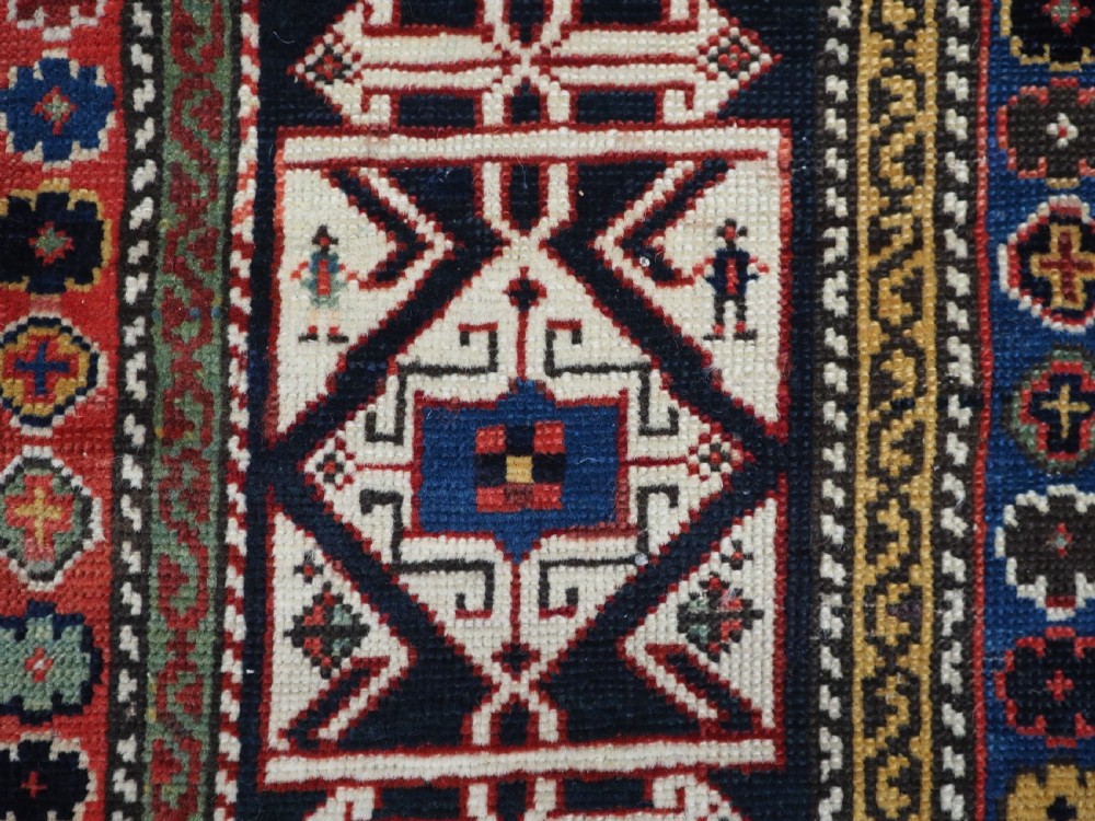 ANTIQUE CAUCASIAN SHIRVAN LONG RUG, DATED 1855, SUPERB COLOUR AND CONDITION. View XVIII