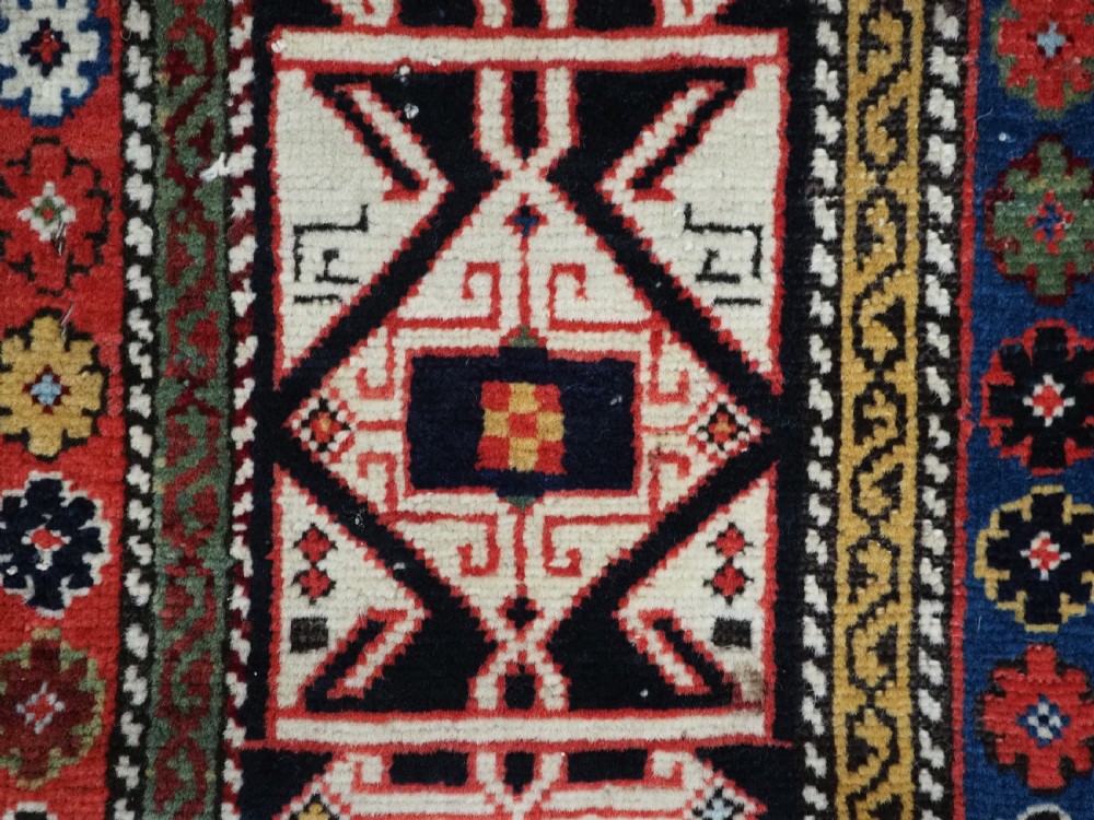 ANTIQUE CAUCASIAN SHIRVAN LONG RUG, DATED 1855, SUPERB COLOUR AND CONDITION. View XIX