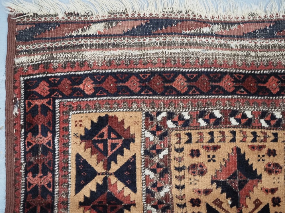 ANTIQUE SARAKH BALUCH PRAYER RUG, CAMEL GROUND TREE OF LIFE, CIRCA 1880. View VI