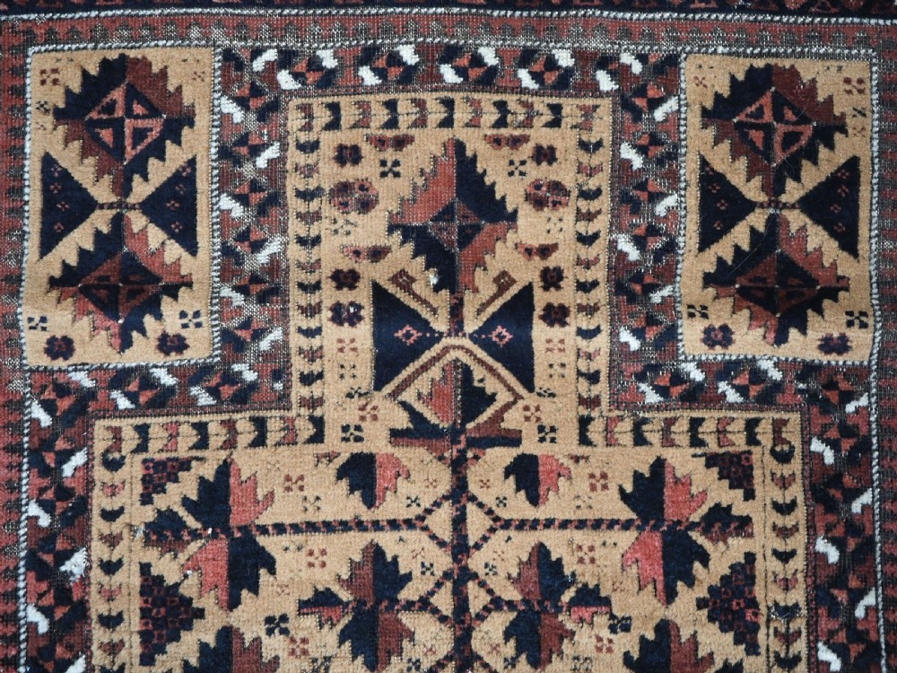 ANTIQUE SARAKH BALUCH PRAYER RUG, CAMEL GROUND TREE OF LIFE, CIRCA 1880. View VII
