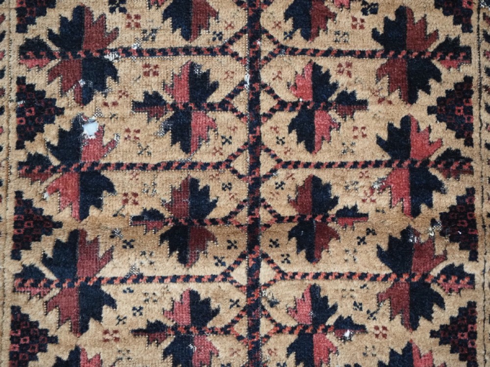 ANTIQUE SARAKH BALUCH PRAYER RUG, CAMEL GROUND TREE OF LIFE, CIRCA 1880. View VIII