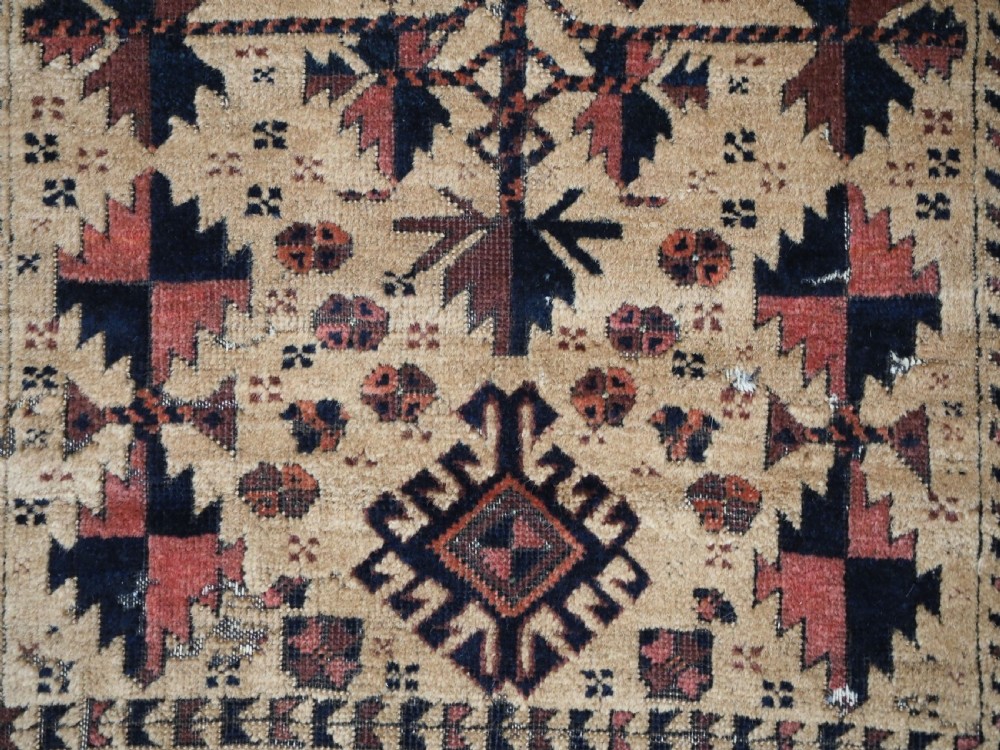 ANTIQUE SARAKH BALUCH PRAYER RUG, CAMEL GROUND TREE OF LIFE, CIRCA 1880. View IX