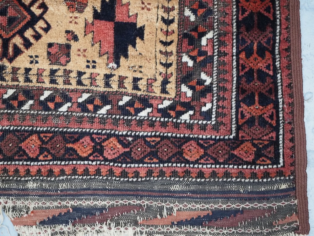 ANTIQUE SARAKH BALUCH PRAYER RUG, CAMEL GROUND TREE OF LIFE, CIRCA 1880. View XII