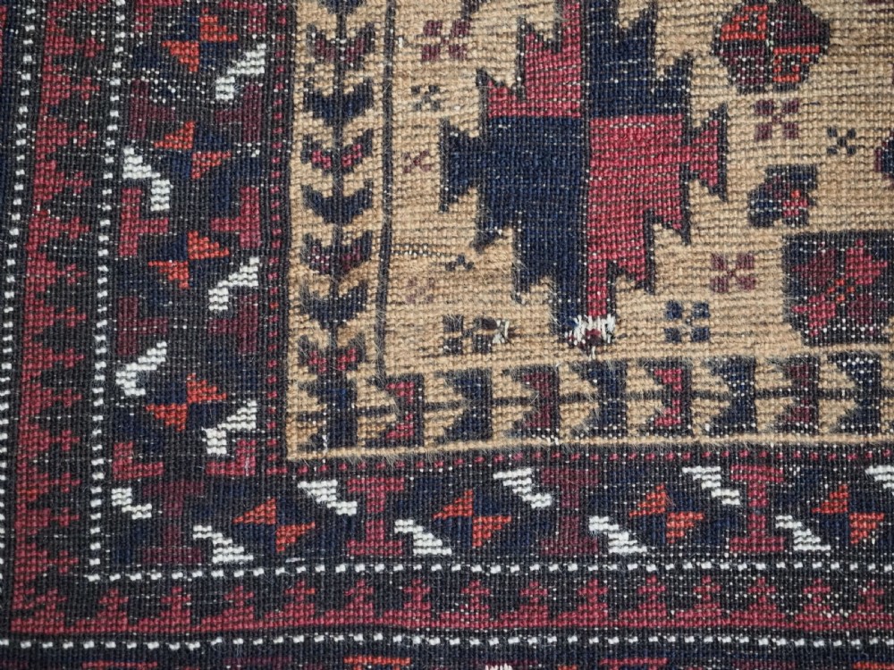 ANTIQUE SARAKH BALUCH PRAYER RUG, CAMEL GROUND TREE OF LIFE, CIRCA 1880. View XIII