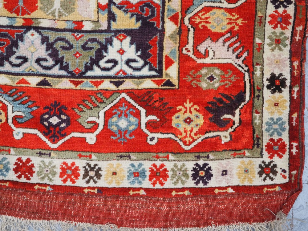 ANTIQUE TURKISH MILAS RUG OF SCARCE DESIGN, SUPERB COLOUR, CIRCA 1890. View XIII
