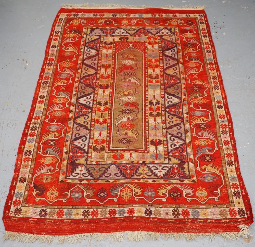 ANTIQUE TURKISH MILAS RUG OF SCARCE DESIGN, SUPERB COLOUR, CIRCA 1890. View XV