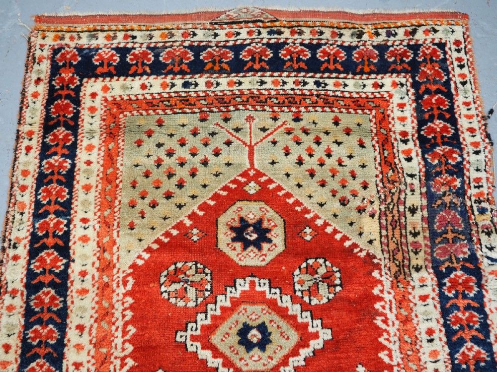 ANTIQUE TURKISH BERGAMA REGION VILLAGE PRAYER RUG, CIRCA 1880. View III