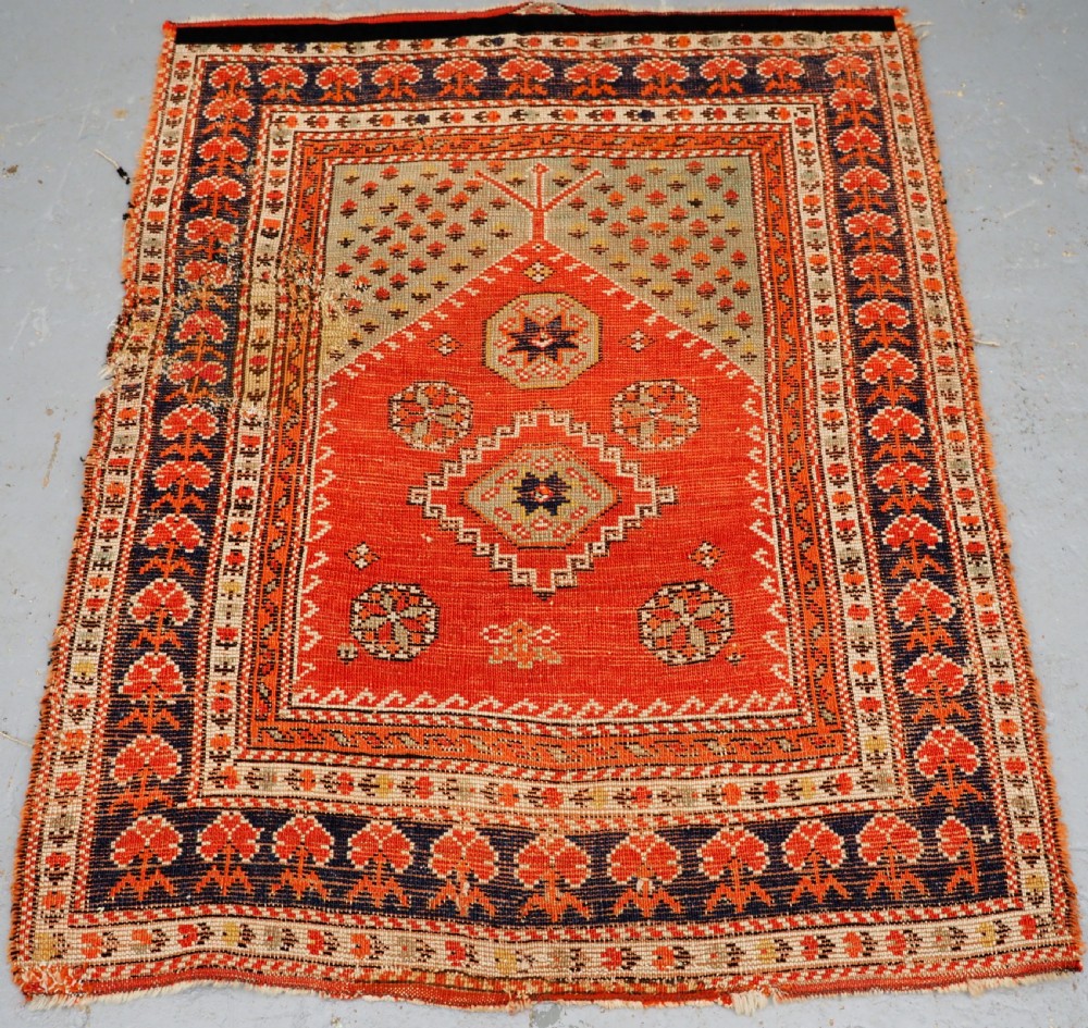 ANTIQUE TURKISH BERGAMA REGION VILLAGE PRAYER RUG, CIRCA 1880. View XIII