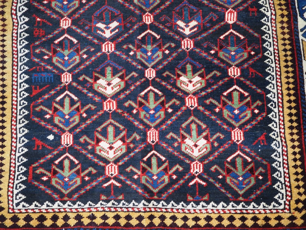 ANTIQUE CAUCASIAN DAGHESTAN RUG, LATTICE DESIGN, OUTSTANDING CONDITION, CIRCA 1900. View VII
