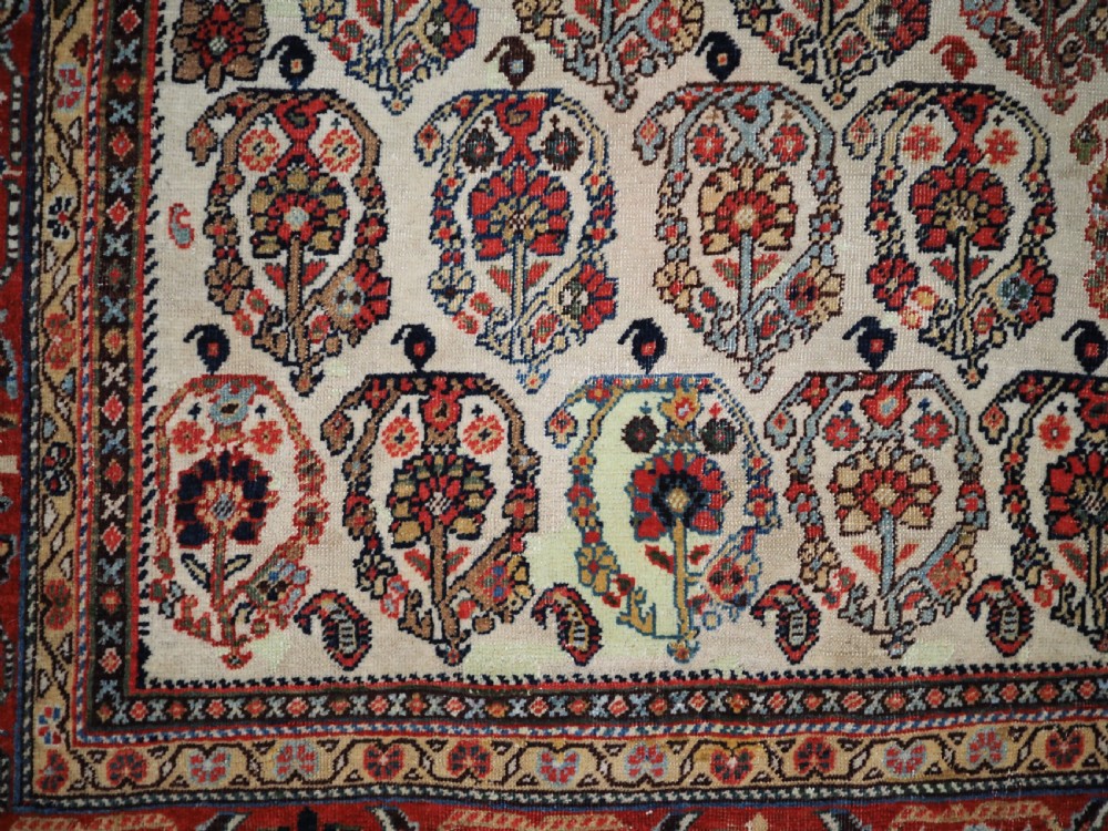 ANTIQUE TRIBAL QASHQAI KASHKULI RUG, SCARCE IVORY GROUND WITH BOTEH, CIRCA 1870/80. View XI