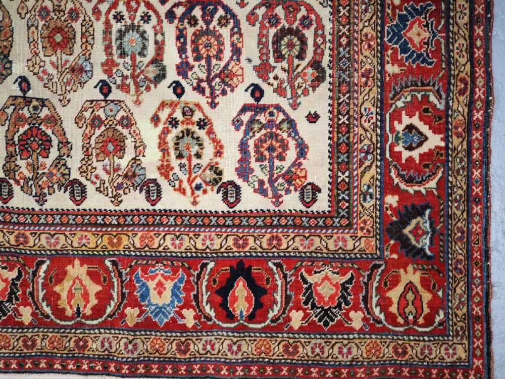 ANTIQUE TRIBAL QASHQAI KASHKULI RUG, SCARCE IVORY GROUND WITH BOTEH, CIRCA 1870/80. View XII