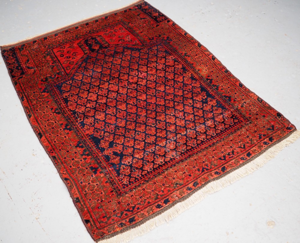 ANTIQUE TIMURI DOKHTAR-E-QAZI PRAYER RUG, CIRCA 1880. View II