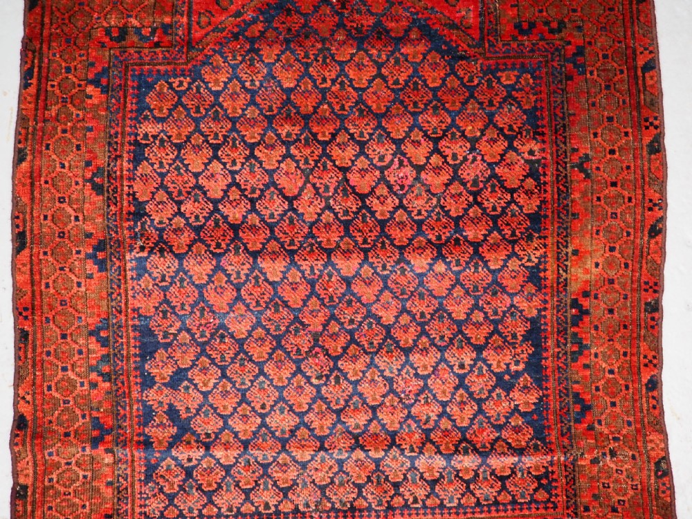 ANTIQUE TIMURI DOKHTAR-E-QAZI PRAYER RUG, CIRCA 1880. View IV