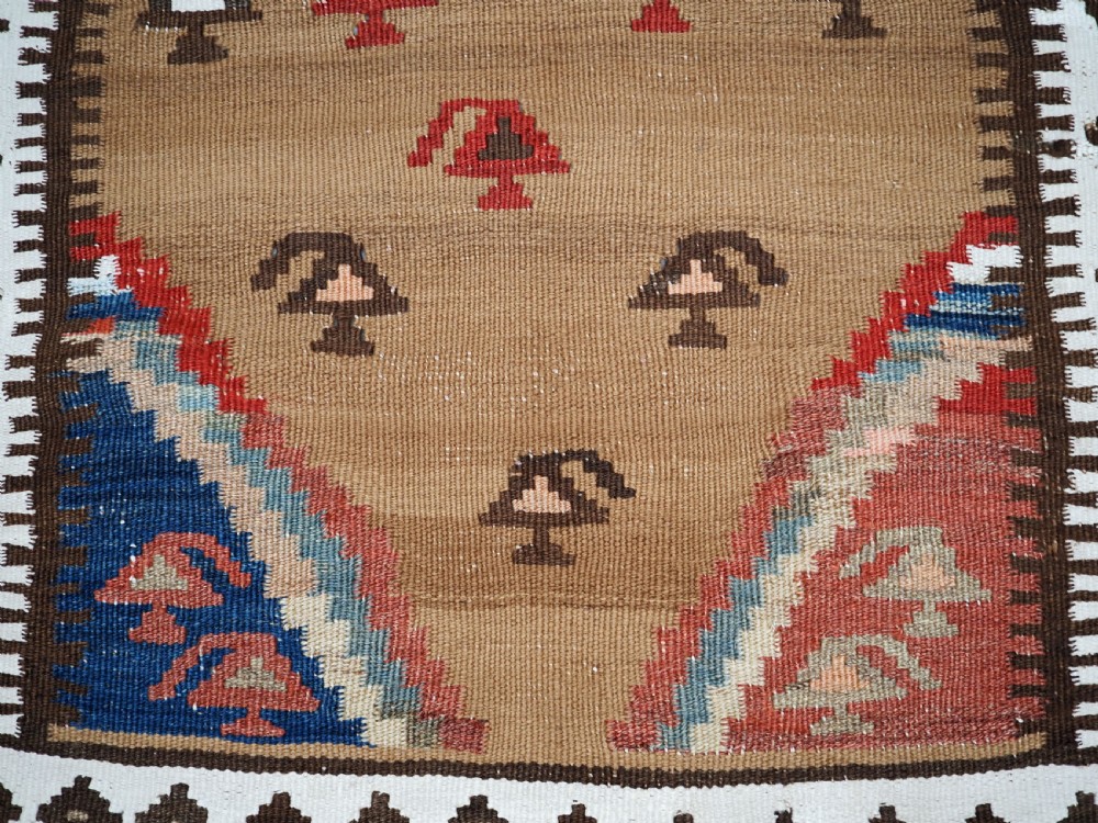 ANTIQUE SMALL TRIBAL KILIM BY THE LURI OR BAKHTIARI, CAMEL WOOL AND COTTON, CIRCA 1900. View IX