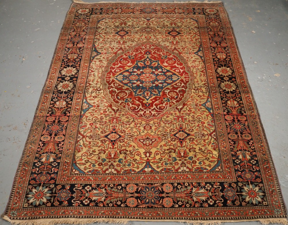 ANTIQUE MOHTASHAM KASHAN RUG, OUTSTANDING COLOUR AND CONDITION, CIRCA 1890.