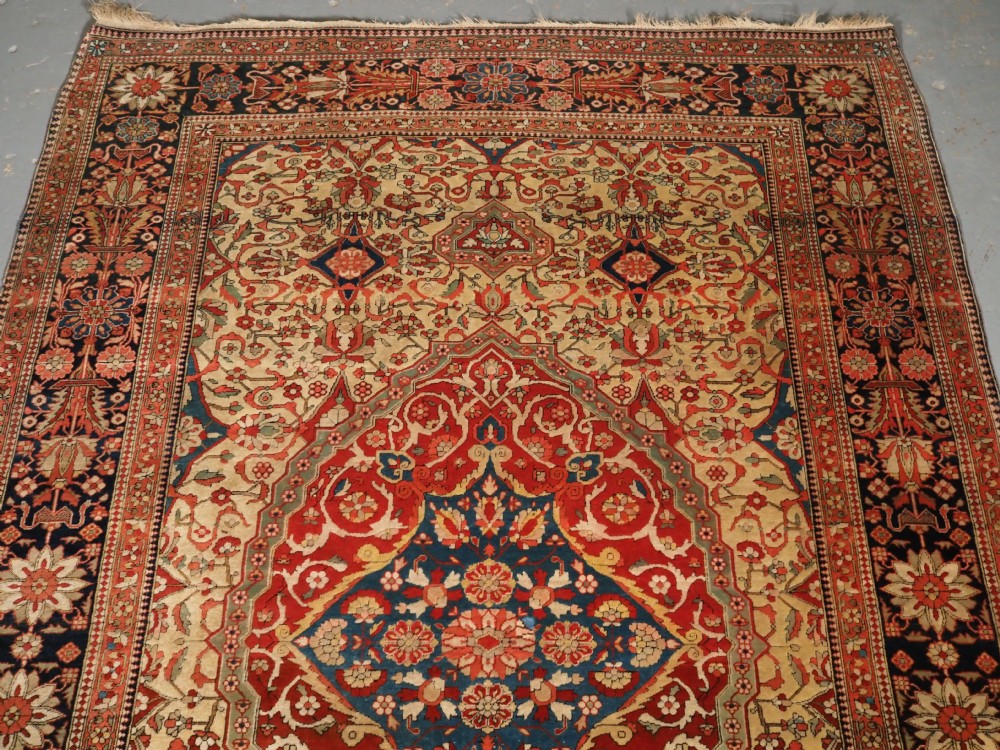 ANTIQUE MOHTASHAM KASHAN RUG, OUTSTANDING COLOUR AND CONDITION, CIRCA 1890. View V