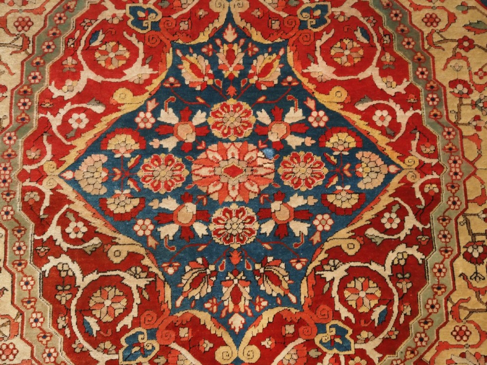 ANTIQUE MOHTASHAM KASHAN RUG, OUTSTANDING COLOUR AND CONDITION, CIRCA 1890. View IX
