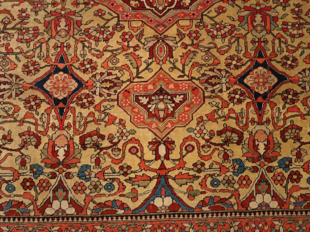ANTIQUE MOHTASHAM KASHAN RUG, OUTSTANDING COLOUR AND CONDITION, CIRCA 1890. View X