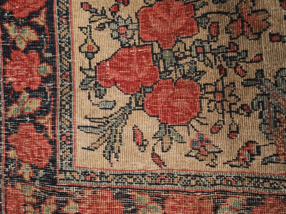 ANTIQUE BIJAR RUG OF SMALL SQUARE PUSHTI SIZE, FLORAL DESIGN, CIRCA 1890. View VII