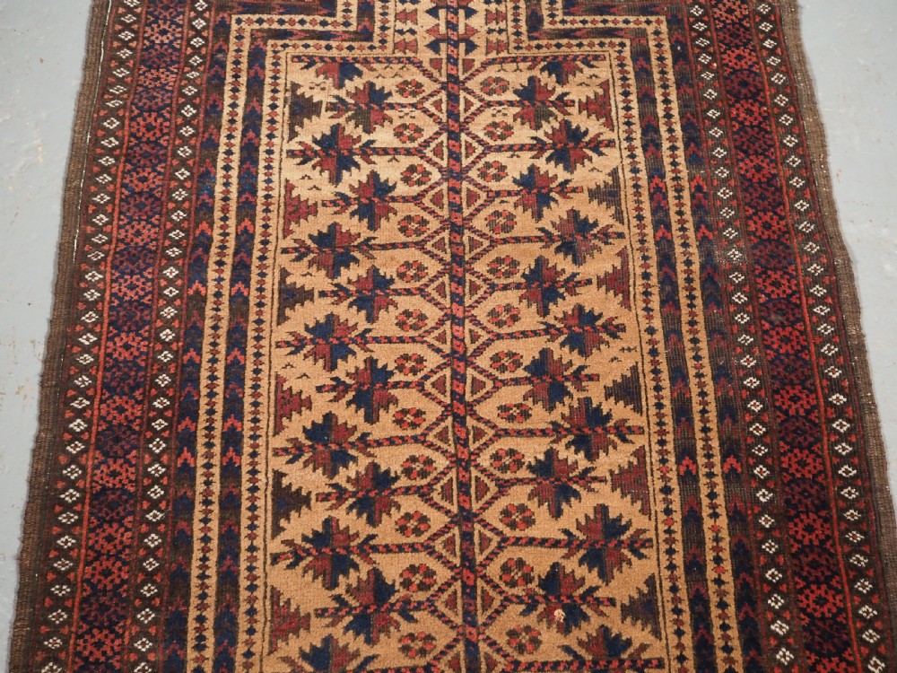 ANTIQUE BALUCH CAMEL GROUND PRAYER RUG WITH TREE OF LIFE, CIRCA 1900. View IV