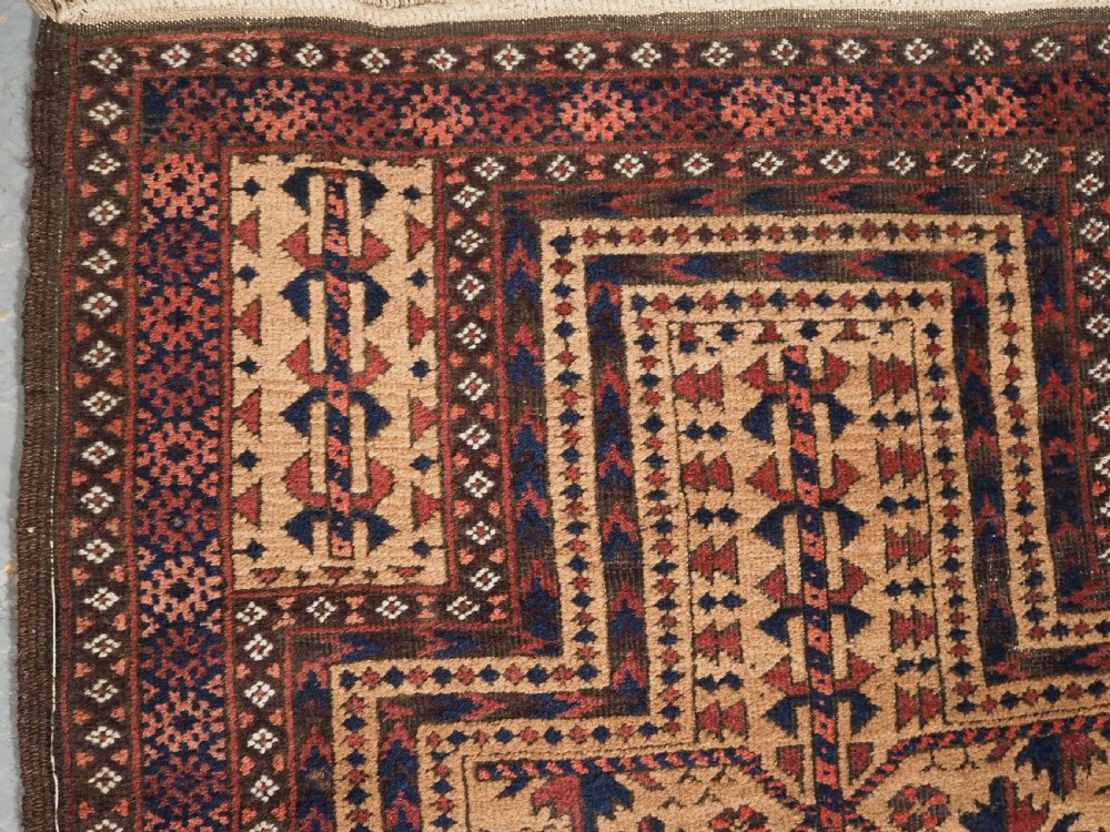 ANTIQUE BALUCH CAMEL GROUND PRAYER RUG WITH TREE OF LIFE, CIRCA 1900. View VI