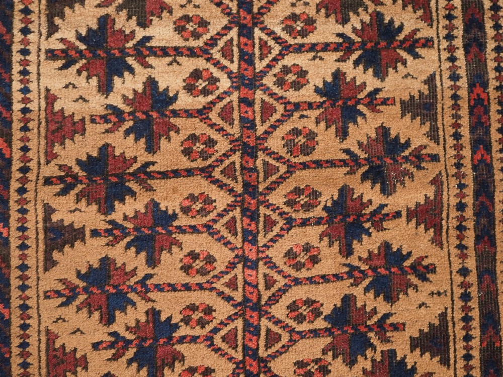 ANTIQUE BALUCH CAMEL GROUND PRAYER RUG WITH TREE OF LIFE, CIRCA 1900. View VIII