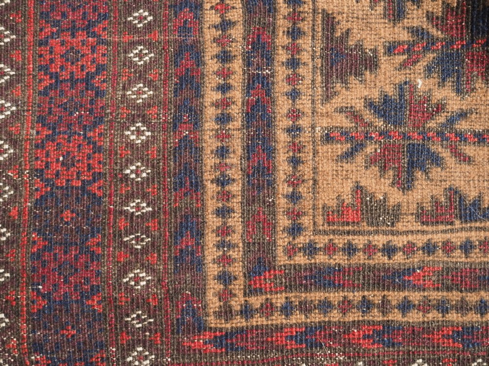 ANTIQUE BALUCH CAMEL GROUND PRAYER RUG WITH TREE OF LIFE, CIRCA 1900. View XI