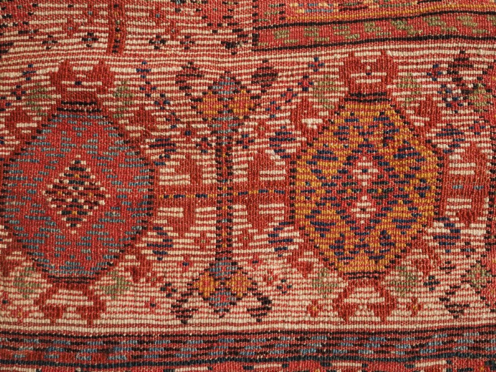 ANTIQUE BALUCH CAMEL GROUND PRAYER RUG WITH TREE OF LIFE, CIRCA 1900. View XII