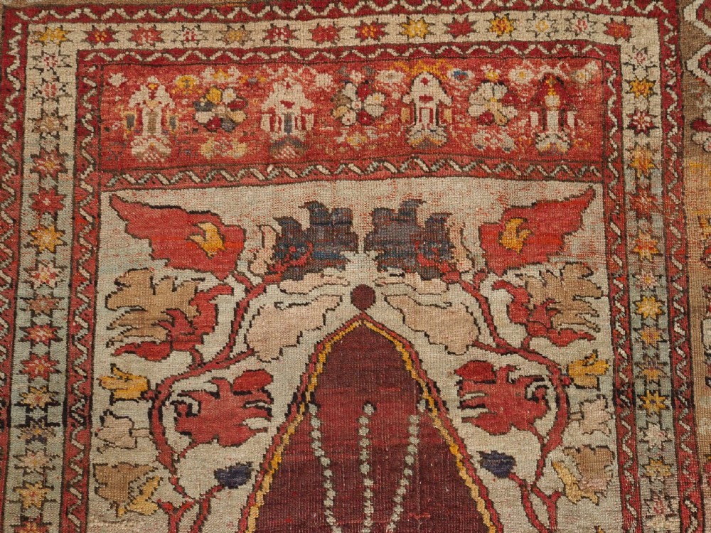 ANTIQUE TURKISH OUSHAK REGION PRAYER RUG, LATE 19TH CENTURY. View VIII