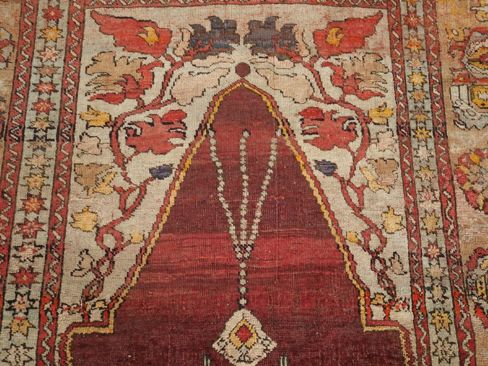 ANTIQUE TURKISH OUSHAK REGION PRAYER RUG, LATE 19TH CENTURY. View IX