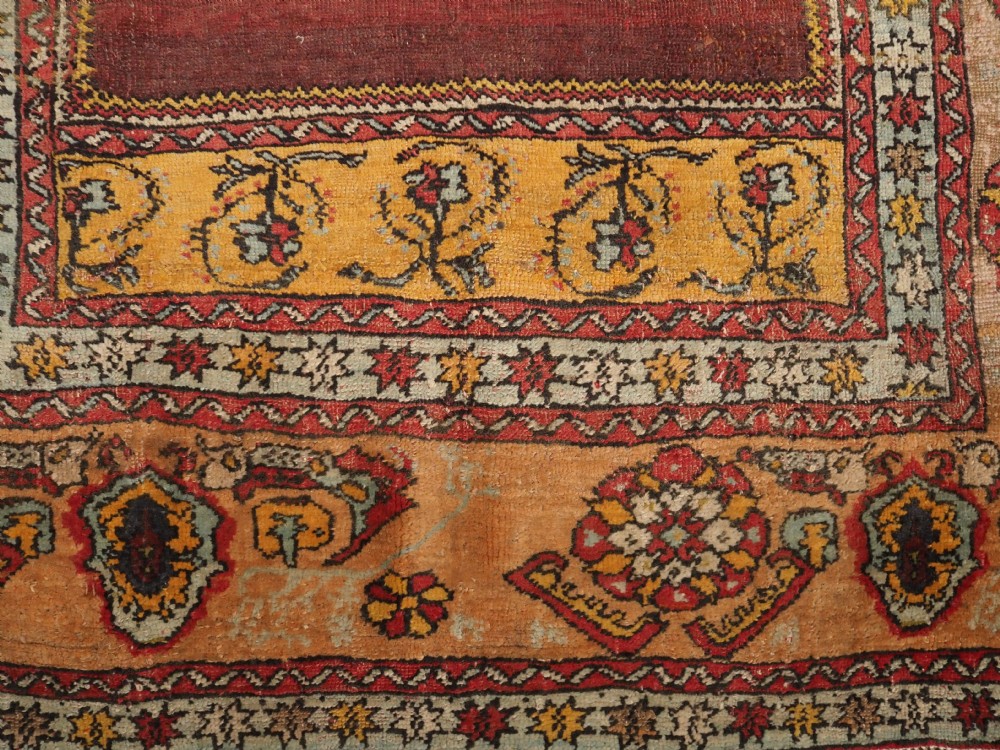 ANTIQUE TURKISH OUSHAK REGION PRAYER RUG, LATE 19TH CENTURY. View XI