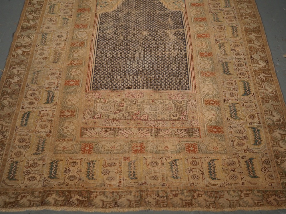 ANTIQUE TURKISH GHIORDES PRAYER RUG, BLUE GROUND, 18TH CENTURY. View V