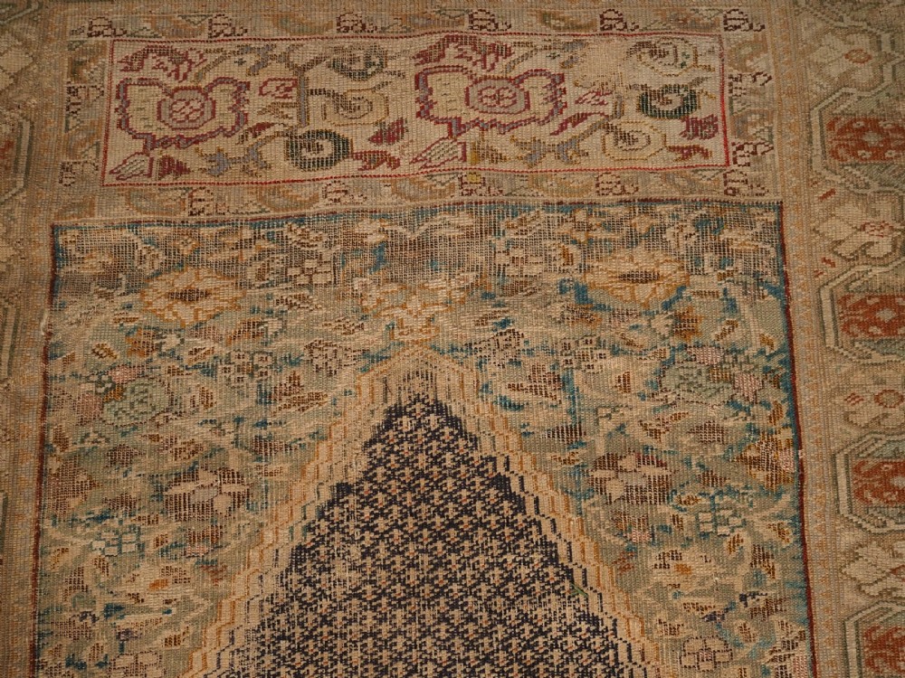 ANTIQUE TURKISH GHIORDES PRAYER RUG, BLUE GROUND, 18TH CENTURY. View VIII